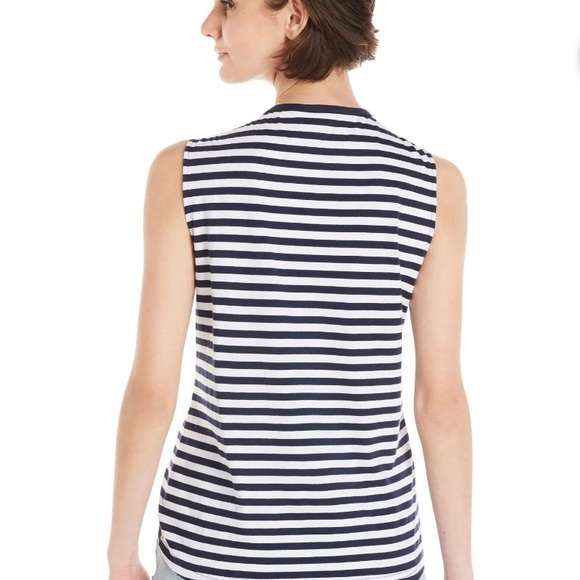 TIME & TRU Womens Tank Top Size Small 4-6 Striped Ruched Front New - Picture 4 of 7